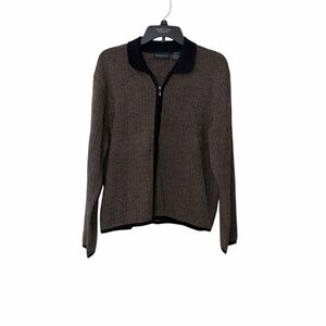 Bridgetown Collection wool blend Black and Brown zip Sweater size medium